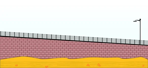 Une Plage Typiquement Britannique Avec Causway Sable Avec Des Châteaux — Image vectorielle