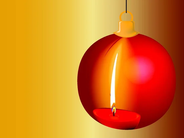 クリスマス バブルの中の赤い燃えるろうそくの反射 — ストックベクタ