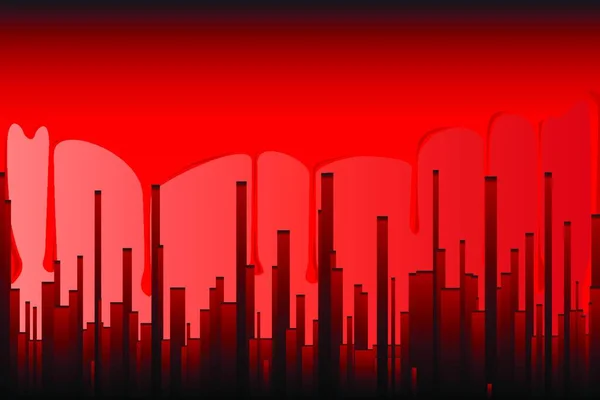 Paisaje Urbano Rojo Sangre Con Telón Fondo Sangre Corriendo — Vector de stock