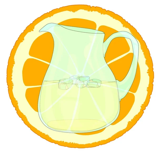 Pichet Orangeade Avec Une Tranche Orange Glace — Image vectorielle