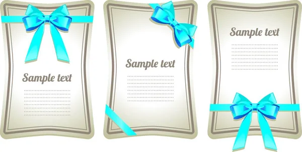 Set Card Note Gift Bows — Stock Vector