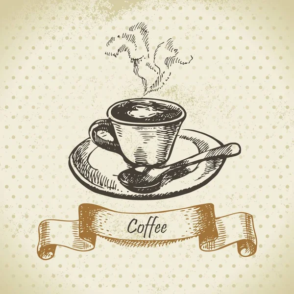 Uma Xícara Café Ilustração Desenhada Mão —  Vetores de Stock