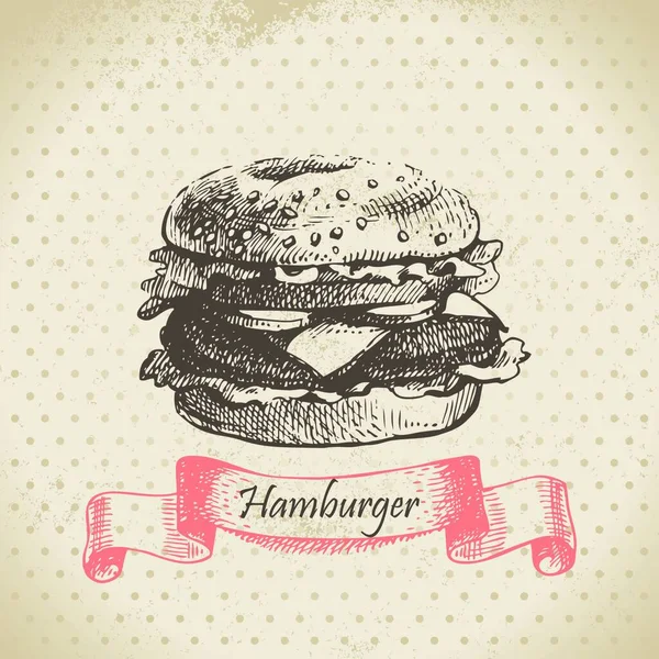 Hamburgare Handritad Illustration — Stock vektor