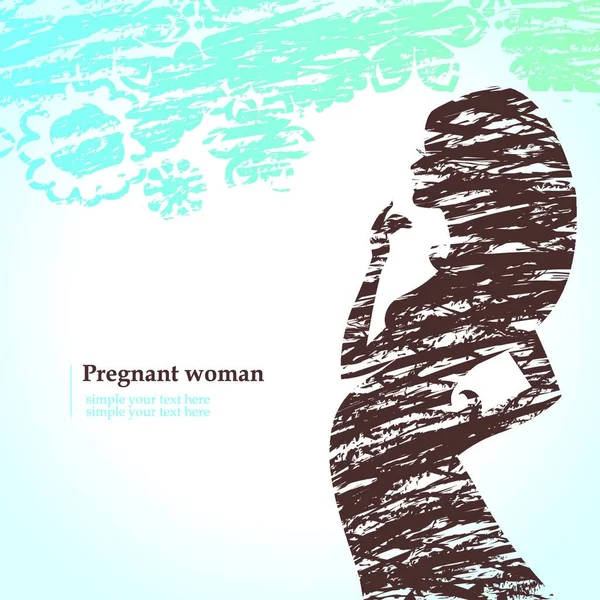 Σχεδιασμένη Σιλουέτα Της Εγκύου Γυναίκας — Διανυσματικό Αρχείο