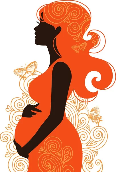 Diseño Tarjeta Con Silueta Mujer Embarazada — Archivo Imágenes Vectoriales