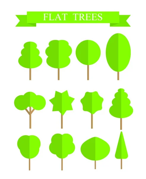Papier Trendy Flat Trees Set Vektor Illustration Eps10 — Stockvektor