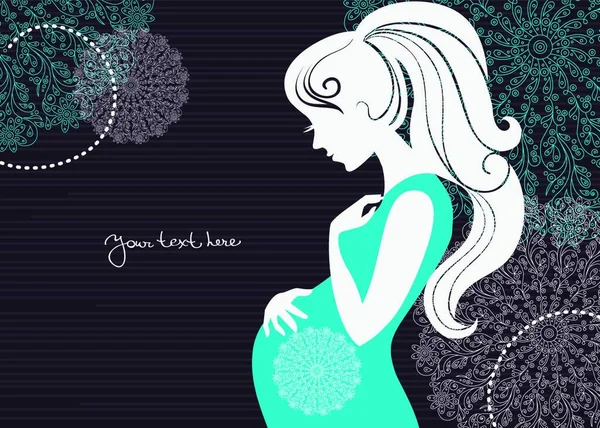 Design Karty Siluetou Těhotné Ženy — Stockový vektor