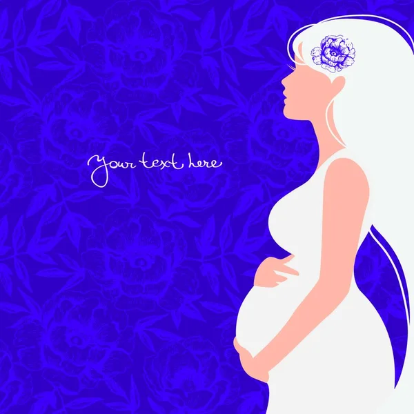 Conception Carte Avec Silhouette Femme Enceinte — Image vectorielle