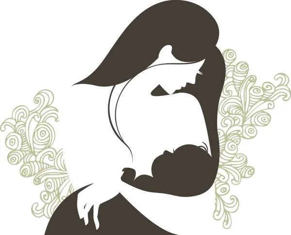 Όμορφη Σιλουέτα Μητέρας Μωρό — Διανυσματικό Αρχείο