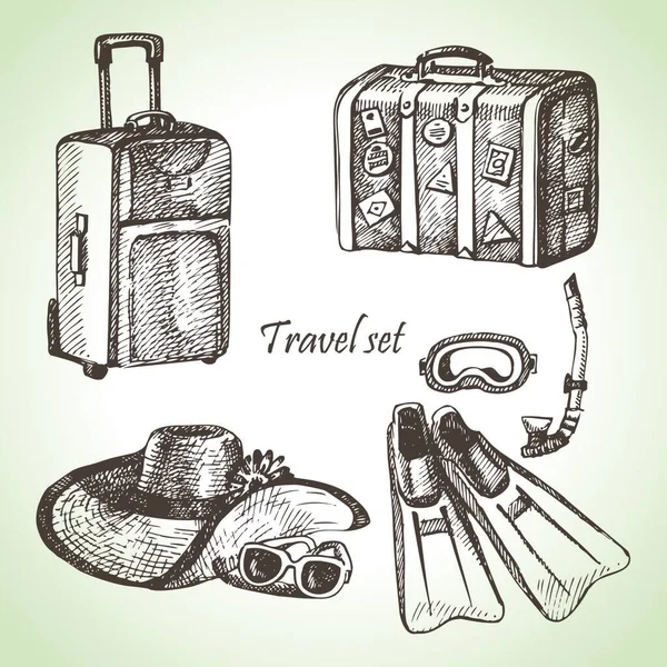 旅行设置 手绘插图 — 图库矢量图片