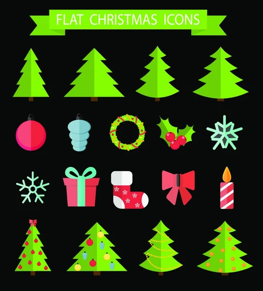 Weihnachten Flat Icon Set Vektorillustration Eps10 — Stockvektor