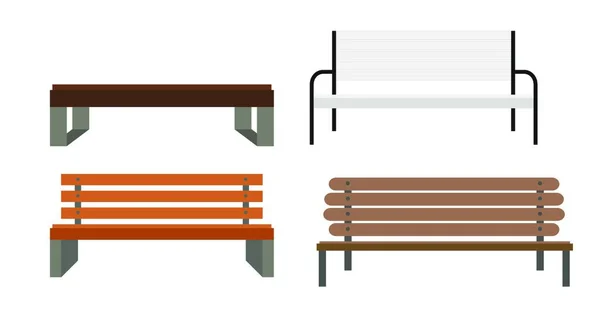 Buiten Bench Pictogrammenset Vector Illusrtarion Eps10 — Stockvector