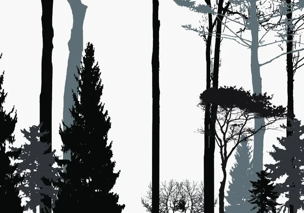 Image Nature Silhouette Arbre Éco Bannière Illustration Vectorielle Pse10 — Image vectorielle