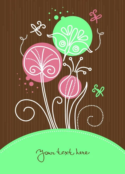 Fond Floral Avec Des Libellules Dessin Animé — Image vectorielle