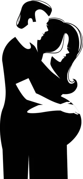 Silhouette Couple Contexte Femme Enceinte Son Mari — Image vectorielle