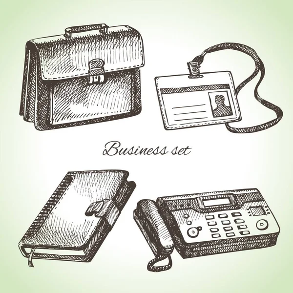 Business Set Hand Drawn Illustrations — Stock Vector