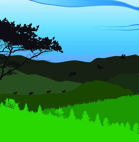 Imagen Montañas Paisaje Árboles Resumen Eco Banner Ilustración Vectorial Eps10 — Archivo Imágenes Vectoriales