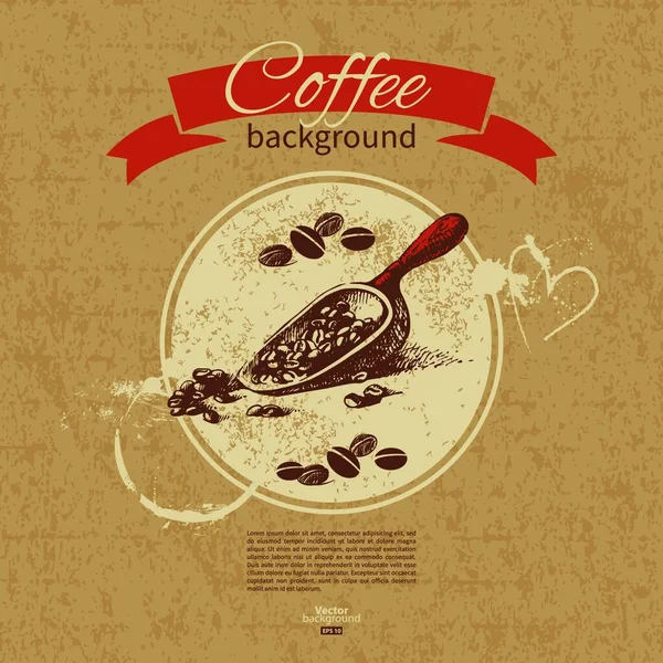 Handgetekende Vintage Koffie Achtergrond Menu Voor Restaurant Cafe Bar Koffiehuis — Stockvector