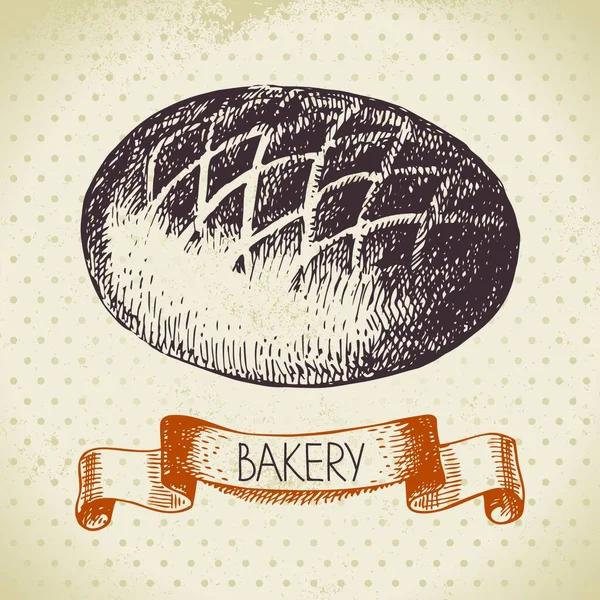 Fond Croquis Boulangerie Illustration Vintage Dessinée Main — Image vectorielle