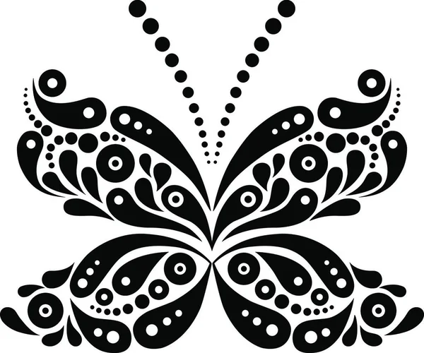 Bellissimo Tatuaggio Farfalla Modello Artistico Forma Farfalla Illustrazione Bianco Nero — Vettoriale Stock