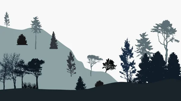 自然のイメージ 木のシルエット エコバナー ベクトルイラスト Eps10 — ストックベクタ