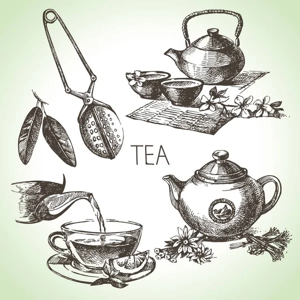 Векторный Чайный Набор — стоковый вектор
