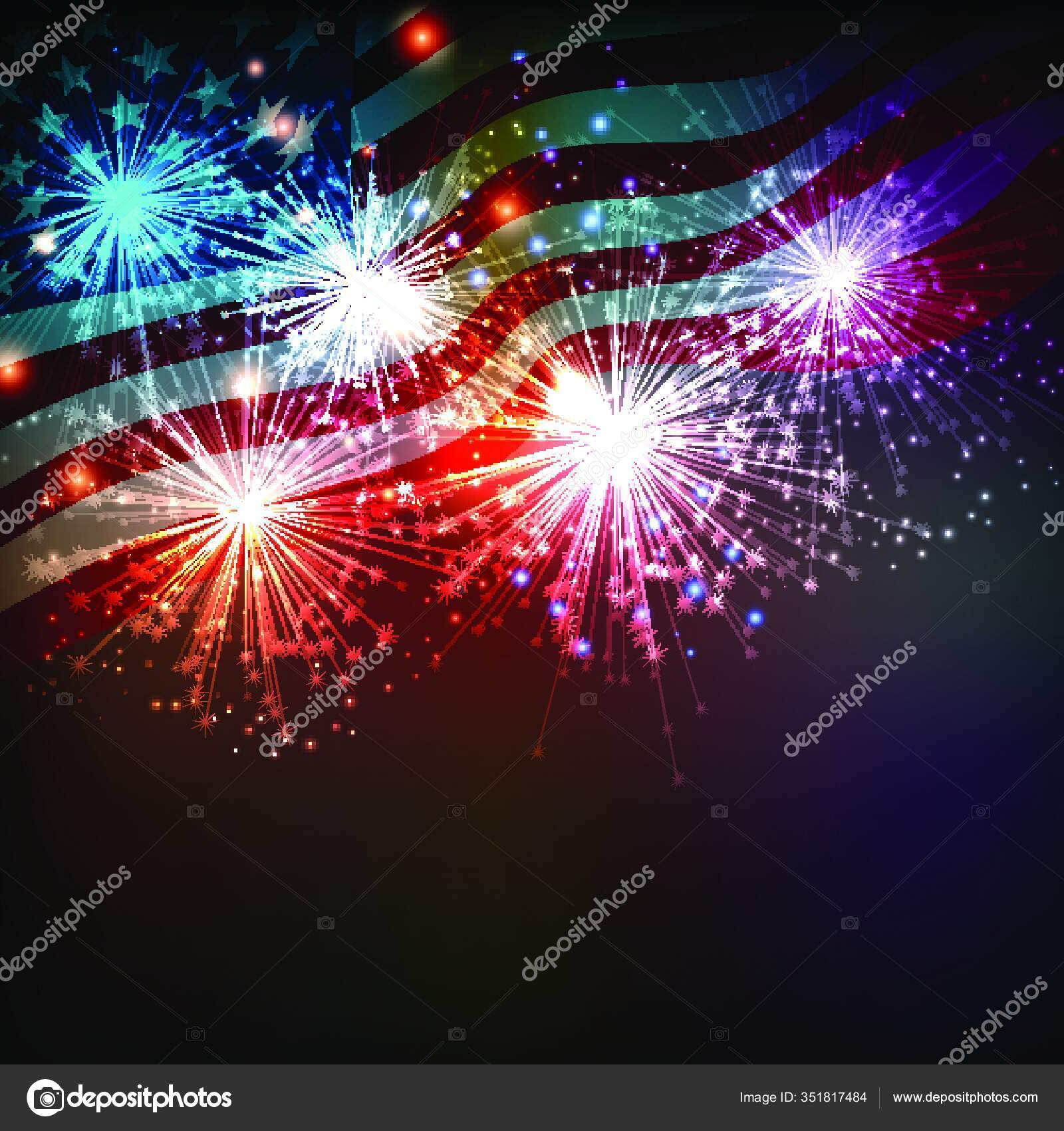 4th Of July 4. Juli Usa Unabhängigkeitstag Banner Sign R Amerikanischen  Flagge Und Ballon Mit Feuerwerk 3d Render 133719292 4th Of July Decoration, image size:1600x1700