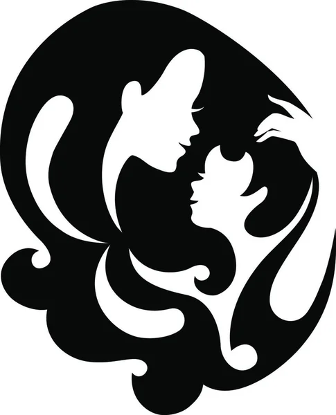 Mutter Und Baby Silhouette Symbol Vektorillustration Karte Von Happy Mother — Stockvektor