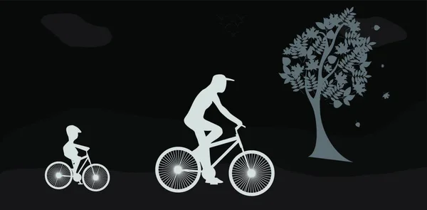 Велосипедисти Дерево Вектор Ілюстрації — стоковий вектор