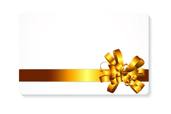 Gift Card Gold Bow Ribbon Vector Illustration Eps10 — 스톡 벡터