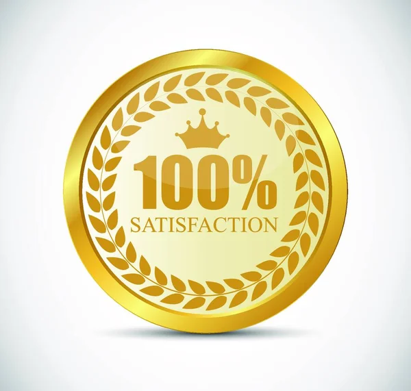 100 Zufriedenheit Golden Label Vector Illustration Eps10 — Stockvektor