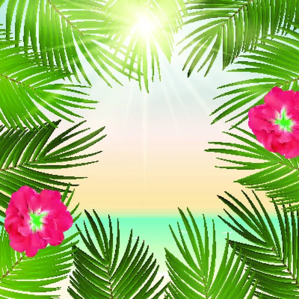 Hora Verão Palm Leaf Vector Fundo Ilustração Eps10 —  Vetores de Stock