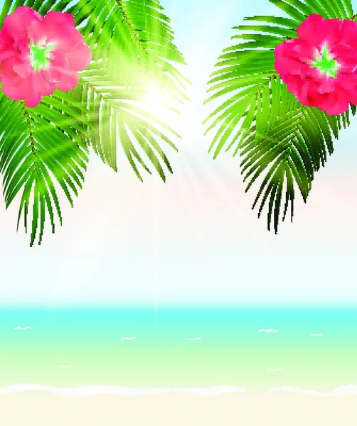 Summer Time Palm Leaf Vector Achtergrond Illustratie Eps10 — Stockvector