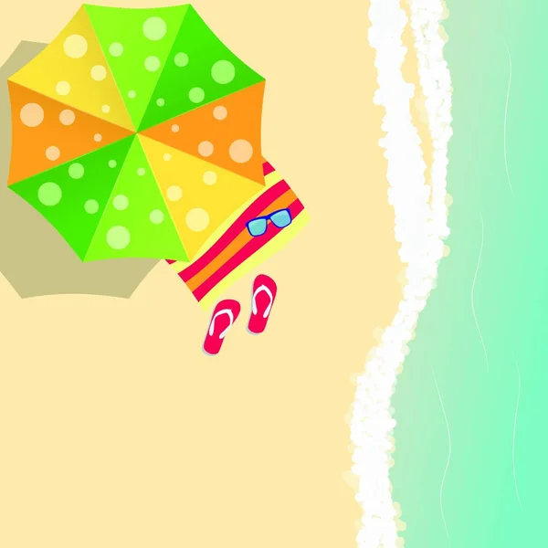 Ιστορικό Θερινής Ώρας Sunny Beach Επίπεδη Σχεδίαση Στυλ Διανυσματική Απεικόνιση — Διανυσματικό Αρχείο