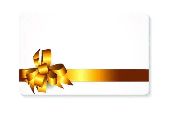 Gift Card Gold Bow Ribbon Vector Illustration Eps10 — стоковий вектор