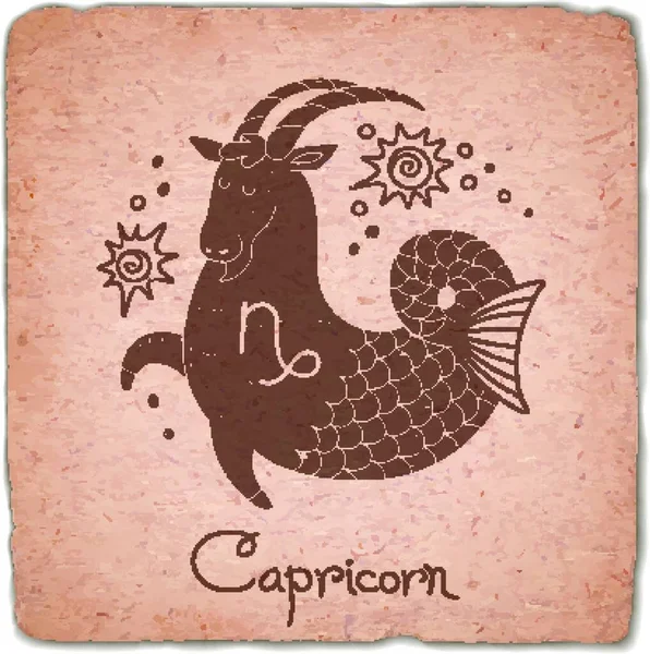 Capricorn Zodiac Sign Horoscope Vintage Card Capricorn Zodiac Sign Horoscope — Stock Vector