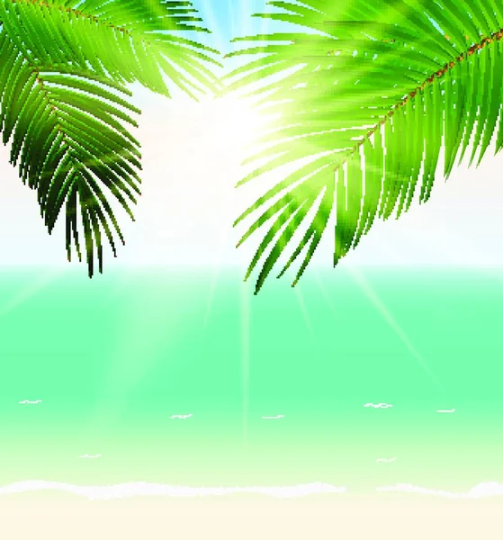 Hora Verano Palm Leaf Seaside Vector Ilustración Fondo Eps10 — Vector de stock