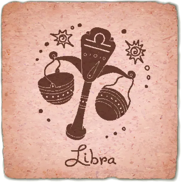 Libra Zodiaco Segno Oroscopo Vintage Card Libra Zodiaco Segno Oroscopo — Vettoriale Stock