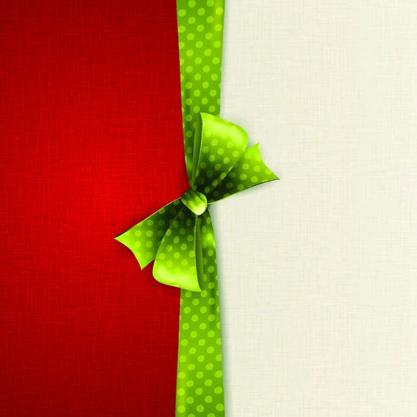 Holiday Background Green Polka Dots Bow — Stock Vector