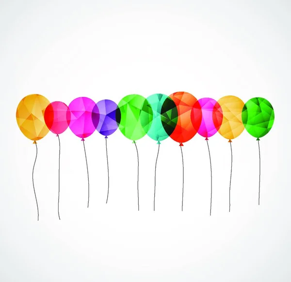 Födelsedagskort Med Färgglada Helt Enkelt Genomskinliga Ballonger — Stock vektor