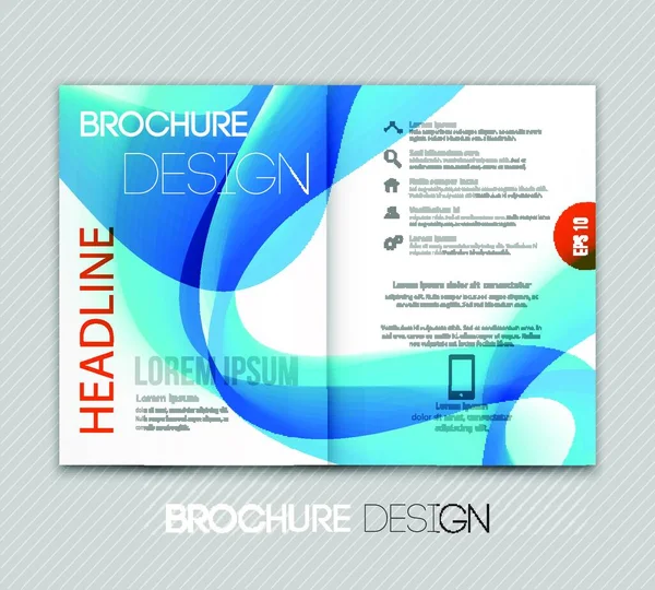 Illustrazione Vettoriale Modello Astratto Brochure Design Con Onda Blu — Vettoriale Stock