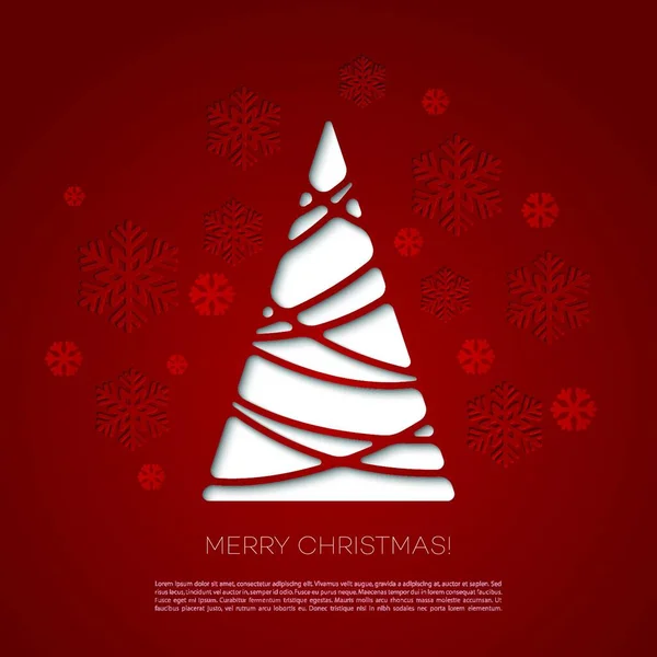 Feliz Tarjeta Felicitación Del Árbol Navidad Diseño Papel Ilustración Vectorial — Archivo Imágenes Vectoriales