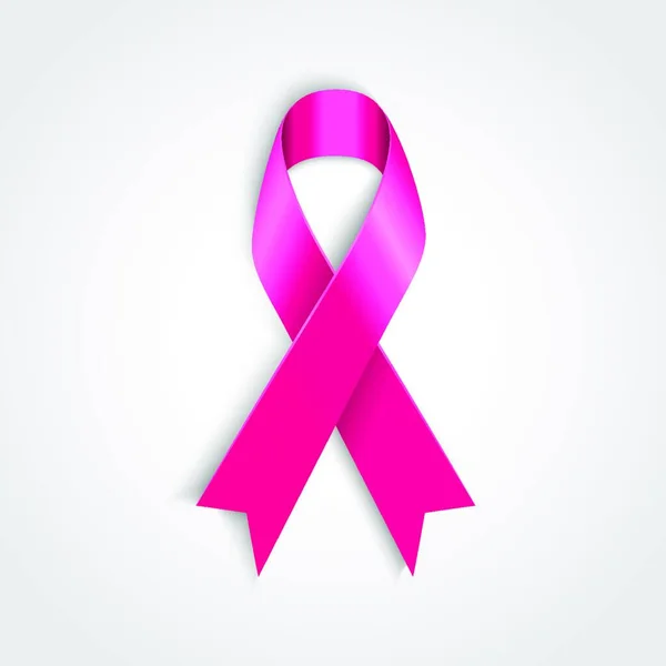 Ruban Rose Sensibilisation Cancer Sein Vecteur Sur Fond Blanc — Image vectorielle