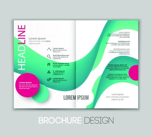 Vektor Mall Broschyr Design Med Färglinjer Vektor Illustration Mall Broschyr — Stock vektor