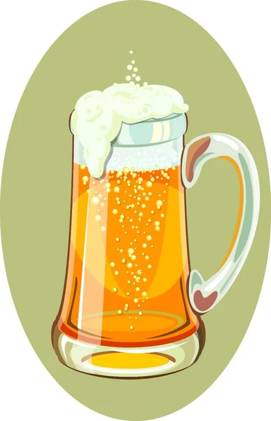 Ilustração Uma Caneca Cheia Cerveja Gelada — Vetor de Stock
