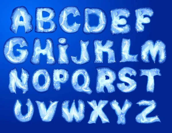 Alphabet Joyeux Noël Nouvel Les Lettres Sont Faites Par Hoarfrost — Image vectorielle