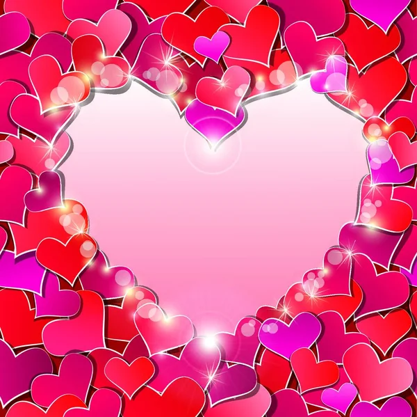 Saint Valentin Rsquo Jour Fond Mariage Avec Confettis Cœurs Rouges — Image vectorielle