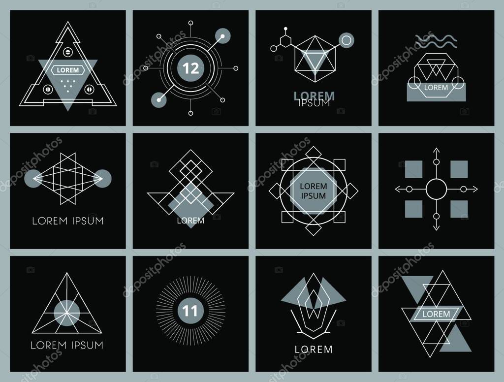 Futuristic Geometric Hipster Elements and Logos. Vector illustration.