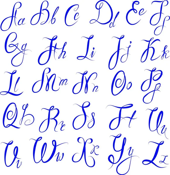 Abc Spanish Alphabet Handwritten Calligraphic Uppercase Lowercase Letters — Archivo Imágenes Vectoriales