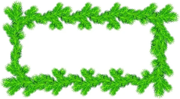 Frame Christmas Fir Tree Branches Rectangular Shape Isolated White Background — Stock Vector